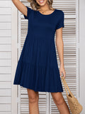 Round Neck Short Sleeve Tee Dress • More Colors