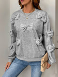 Bow Round Neck Long Sleeve Sweatshirt