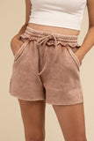 Acid Wash Fleece Drawstring Shorts with Pockets • More Colors