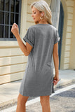 Heathered Round Neck Short Sleeve Dress • More Colors