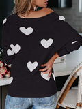 Heart Scoop Neck Long Sleeve Sweater • More Colors