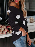 Heart Scoop Neck Long Sleeve Sweater • More Colors