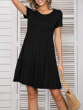 Round Neck Short Sleeve Tee Dress • More Colors