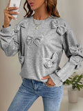 Bow Round Neck Long Sleeve Sweatshirt