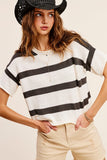 Lightweight Stripe Sweater Short Sleeve Top • More Colors