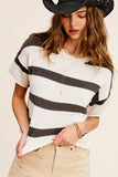 Lightweight Stripe Sweater Short Sleeve Top • More Colors