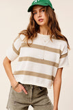 Lightweight Stripe Sweater Short Sleeve Top • More Colors