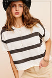 Lightweight Stripe Sweater Short Sleeve Top • More Colors