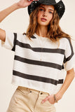 Lightweight Stripe Sweater Short Sleeve Top • More Colors