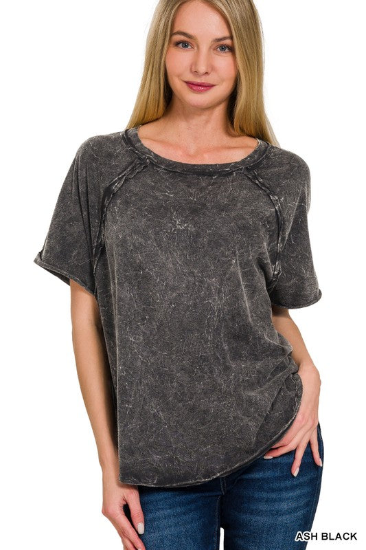 Crinkle Washed Raglan Sleeve T-Shirt • More Colors