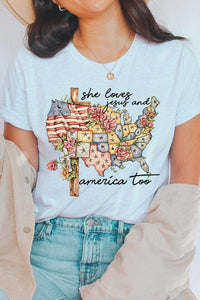 She Loves Jesus And America Too Graphic T Shirts • More Colors