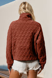 Double Take Half Zip Long Sleeve Quilted Sweatshirt with Pocket • More Colors