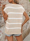 Striped Round Neck Short Sleeve Knit Top • More Colors