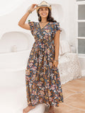 Plus Size Ruffled Printed Cap Sleeve Dress • More Colors