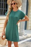 Heathered Round Neck Short Sleeve Dress • More Colors