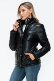 Pocketed Zip Up Faux Leather Jacket