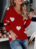 Heart Scoop Neck Long Sleeve Sweater • More Colors