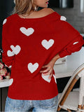 Heart Scoop Neck Long Sleeve Sweater • More Colors