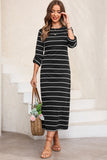 Slit Striped Round Neck Midi Dress • More Colors