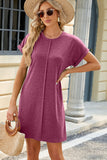 Heathered Round Neck Short Sleeve Dress • More Colors