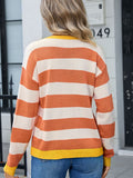 Striped Round Neck Dropped Shoulder Sweater • More Colors