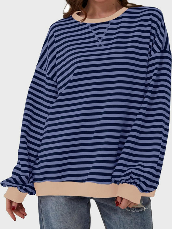 Contrast Striped Long Sleeve Sweatshirt • More Colors