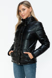 Pocketed Zip Up Faux Leather Jacket