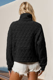 Double Take Half Zip Long Sleeve Quilted Sweatshirt with Pocket • More Colors