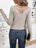 Lace Detail V-Neck Long Sleeve T-Shirt • More Colors