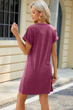 Heathered Round Neck Short Sleeve Dress • More Colors