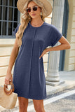 Heathered Round Neck Short Sleeve Dress • More Colors