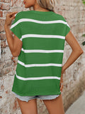 Striped Round Neck Short Sleeve Knit Top • More Colors