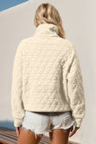 Double Take Half Zip Long Sleeve Quilted Sweatshirt with Pocket • More Colors