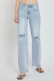 RISEN High Rise Distressed Wide Leg Jeans