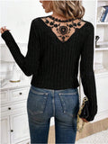 Lace Detail V-Neck Long Sleeve T-Shirt • More Colors