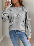 Bow Round Neck Long Sleeve Sweatshirt