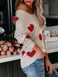 Heart Scoop Neck Long Sleeve Sweater • More Colors