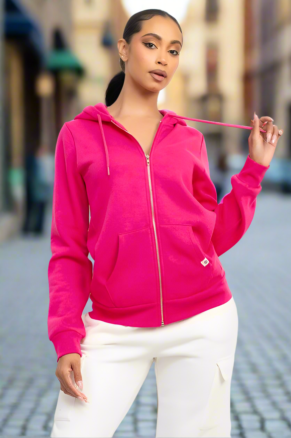 Jenni Zip Up Hoodie • Hot Pink