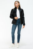 Pocketed Zip Up Faux Leather Jacket