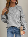 Bow Round Neck Long Sleeve Sweatshirt