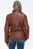 Pocketed Zip Up Faux Leather Jacket