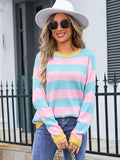 Striped Round Neck Dropped Shoulder Sweater • More Colors