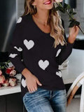 Heart Scoop Neck Long Sleeve Sweater • More Colors