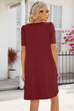 Pocketed Square Neck Short Sleeve Dress • More Colors