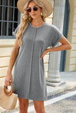 Heathered Round Neck Short Sleeve Dress • More Colors