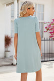 Pocketed Square Neck Short Sleeve Dress • More Colors