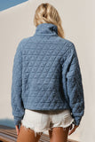 Double Take Half Zip Long Sleeve Quilted Sweatshirt with Pocket • More Colors