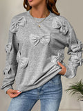 Bow Round Neck Long Sleeve Sweatshirt