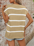 Striped Round Neck Short Sleeve Knit Top • More Colors