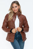 Pocketed Zip Up Faux Leather Jacket